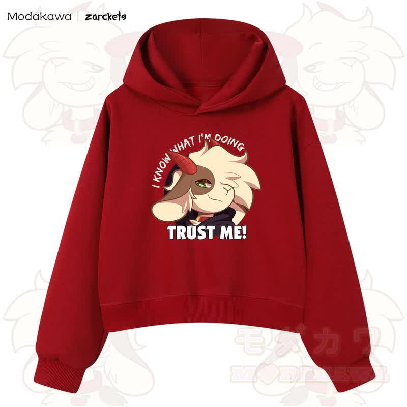 MODAKAWA X zarckets TRUST ME Goat Graphic Cropped Cotton Hoodie - Rot - 3XL - image 11