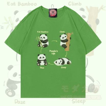 Panda's Life Grafik Modakawa 100% Baumwoll-T-Shirt - Grün - 5XL - image 4
