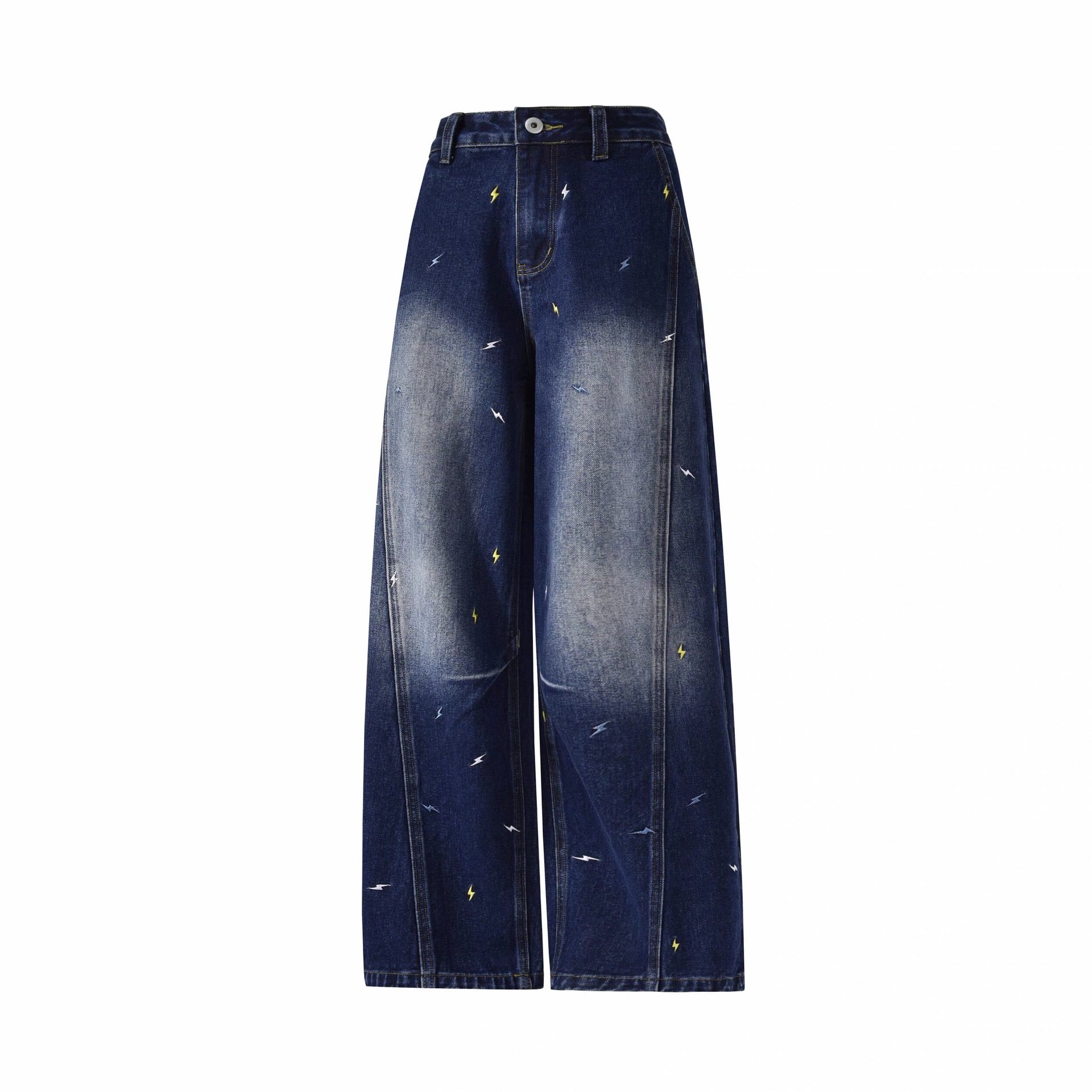 Vintage Jeans mit Blitzstickerei und weitem Bein - image 9