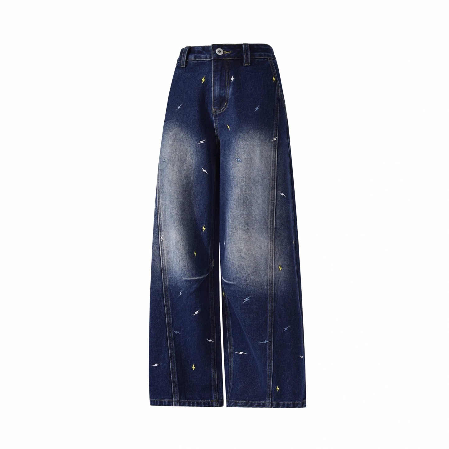 Vintage Jeans mit Blitzstickerei und weitem Bein - image 9