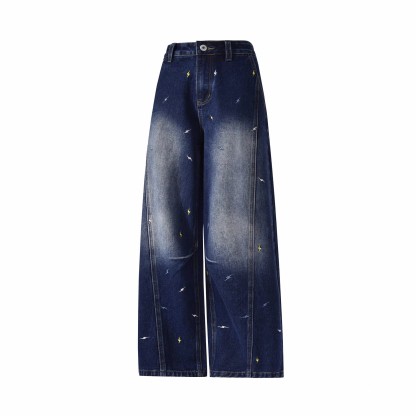 Vintage Jeans mit Blitzstickerei und weitem Bein - image 9