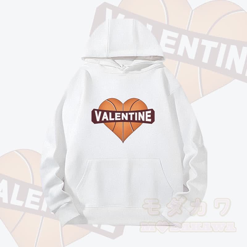 MODAKAWA VALENTINE Herzförmiger Basketball-Grafik-Hoodie (schwer) - Weiß - 2XL - image 3