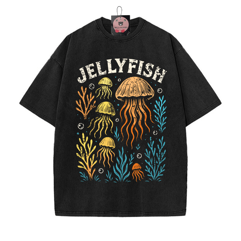JELLYFISH Vintage gewaschenes T-Shirt - Schwarz - 5XL - image 5