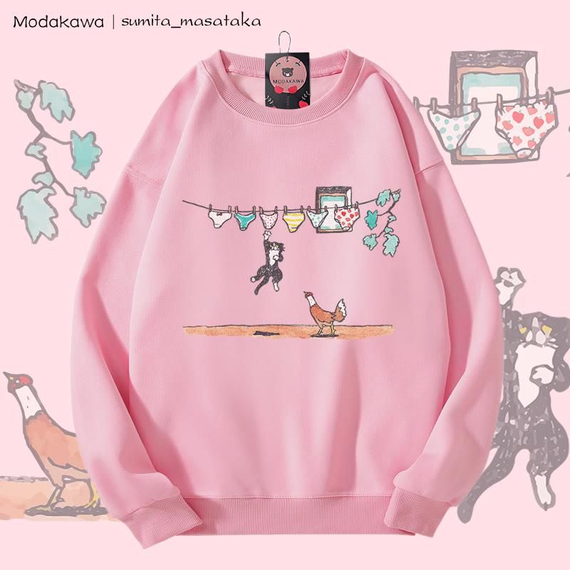 MODAKAWA X sumita_masataka Unterwäsche Snatcher Cat Grafik Unisex Sweatshirt - Pink - 5XL - image 5