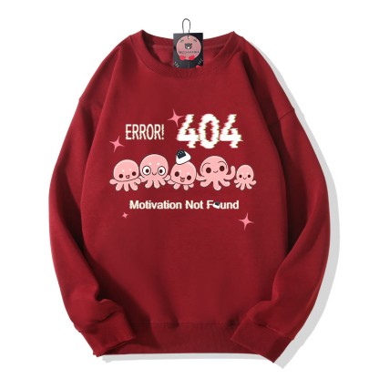 ERROR 404 MOTIVATION NICHT GEFUNDEN Sweatshirt mit Oktopus-Grafik und Rundhalsausschnitt - Wine Red - 5XL - image 4