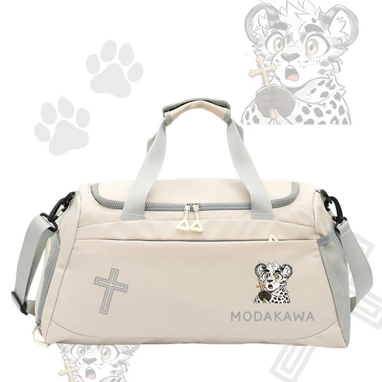 Modakawa Sporttasche mit Leopardenkreuz-Motiv, großes Fassungsvermögen - White - 55*28*26 cm - image 5