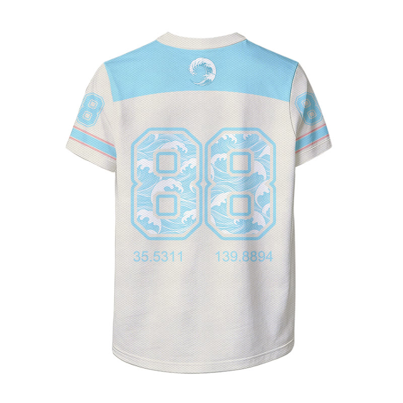 HOKKAIDO WAVE Ukiyo-e Style Grafik Modakawa Unisex Jersey T-Shirt - image 3