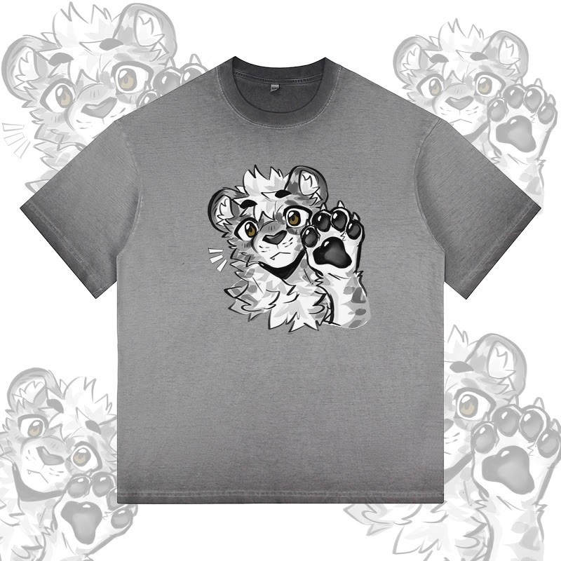 MODAKAWA X atka Fox Smoking Graphic 100% Cotton Gradient Washed T-Shirt - Grey - 5XL - image 2
