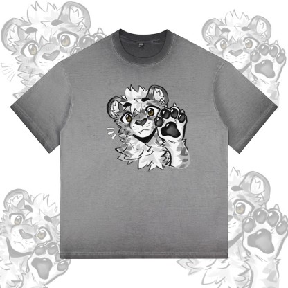 MODAKAWA X atka Fox Smoking Graphic 100% Cotton Gradient Washed T-Shirt - Grey - 5XL - image 2