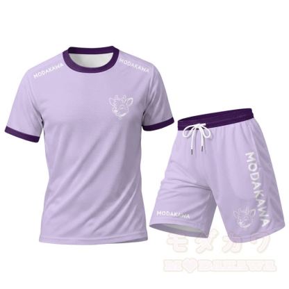 MODAKAWA X popipeko Herren-Sport-T-Shirt mit Hirschmotiv und passender Shorts mit Kordelzug - Lila Set - 5XL - image 14