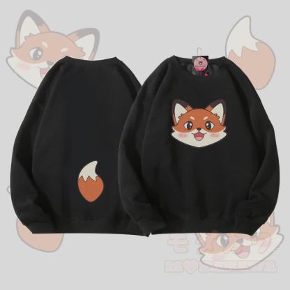 MODAKAWA Unisex-Sweatshirt mit Fuchskopf- und Schwanzmotiv - Schwarz - 5XL - image 5