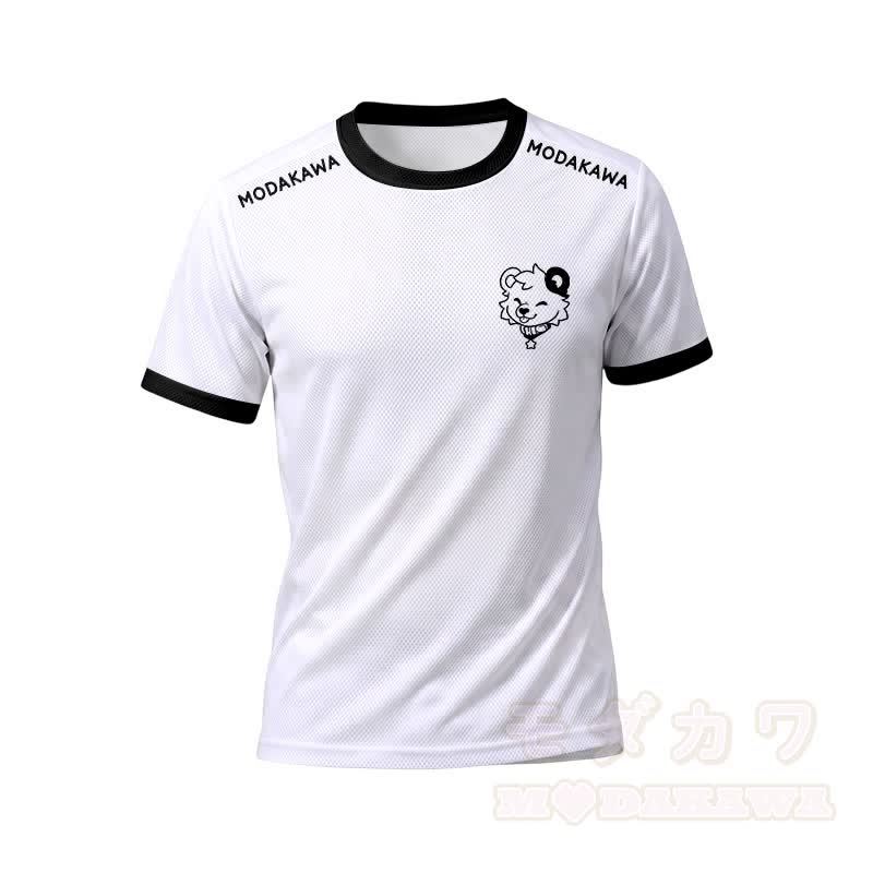 MODAKAWA X popipeko Herren-Sport-T-Shirt mit Bärenmotiv und passender Shorts mit Kordelzug - Weißes Oberteil - 5XL - image 5