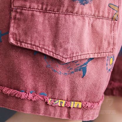 Lässige, locker sitzende Jeansshorts mit Vintage-Print - image 7