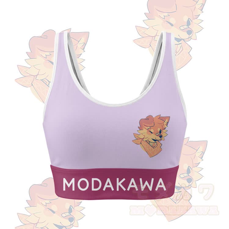 MODAKAWA X popipeko Wink Puppy Graphic Crop Tank Tank Sport Top Shorts Bikini Matching Outfit - Lila Top - 5XL - image 5