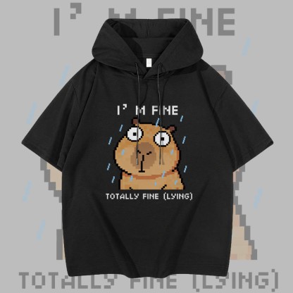 Mir M 's gut! Modakawa Kurzarm-Hoodie mit Capybara-Grafik - Black - 3XL - image 2