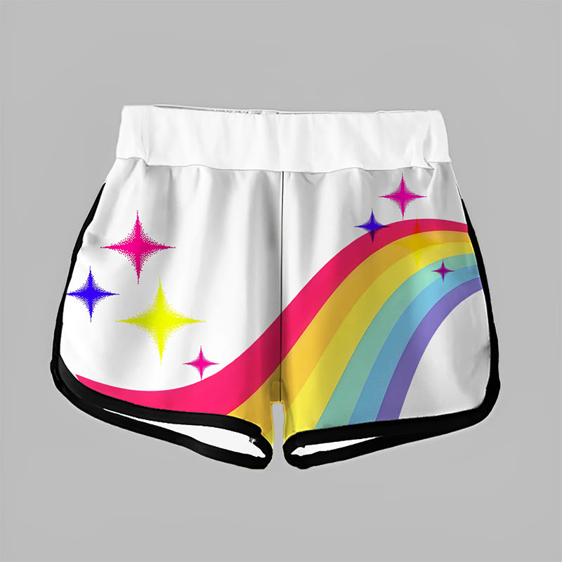 Modakawa Freizeitshorts mit Regenbogen- und Stern-Pfotenmuster - image 5