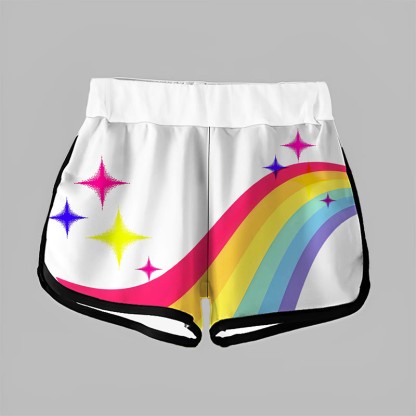 Modakawa Freizeitshorts mit Regenbogen- und Stern-Pfotenmuster - image 5