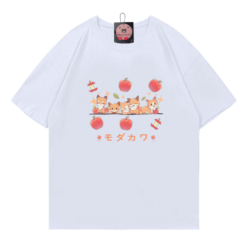 MODAKAWA T-Shirt mit Fuchs-Apfel-Buchstabenprint - White - 5XL - image 4