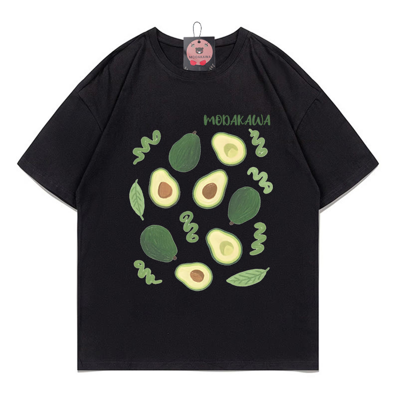 Avocado Letter Print MODAKAWA T-Shirt - Black - 5XL - image 3