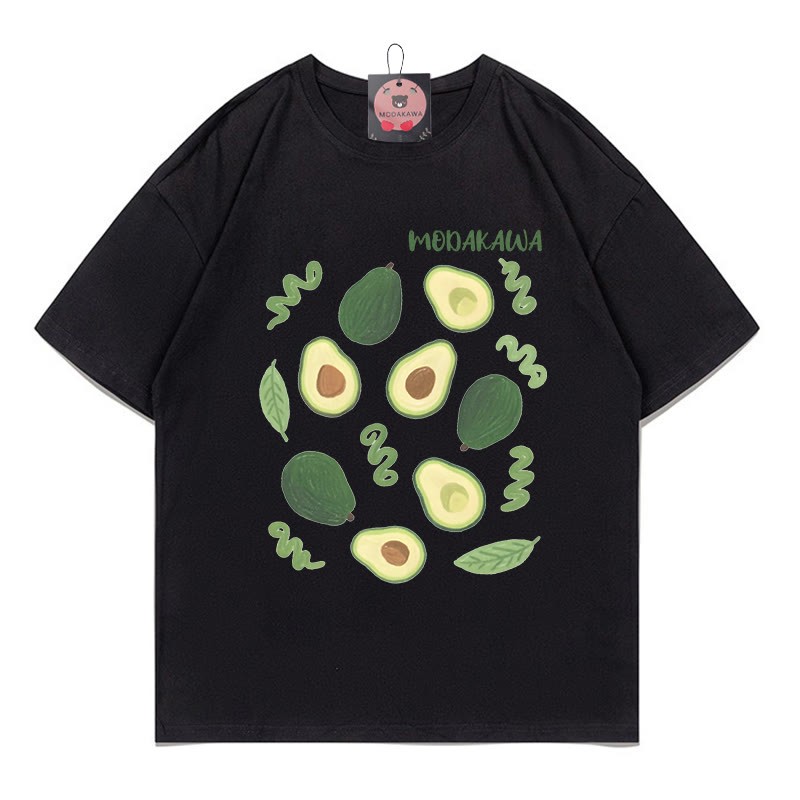 Avocado Letter Print MODAKAWA T-Shirt - Black - 5XL - image 3