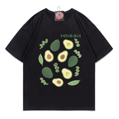 Avocado Letter Print MODAKAWA T-Shirt - Black - 5XL - image 3