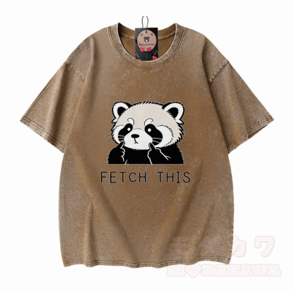 Hol dir dieses Panda-Grafik-Modakawa-Vintage-T-Shirt aus 100 % Baumwolle (gewaschen). - Braun - 5XL - image 7