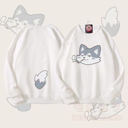 MODAKAWA Unisex-Sweatshirt mit Wolfsmotiv (Gesicht und Schwanz) - Weiß - 5XL - image 3