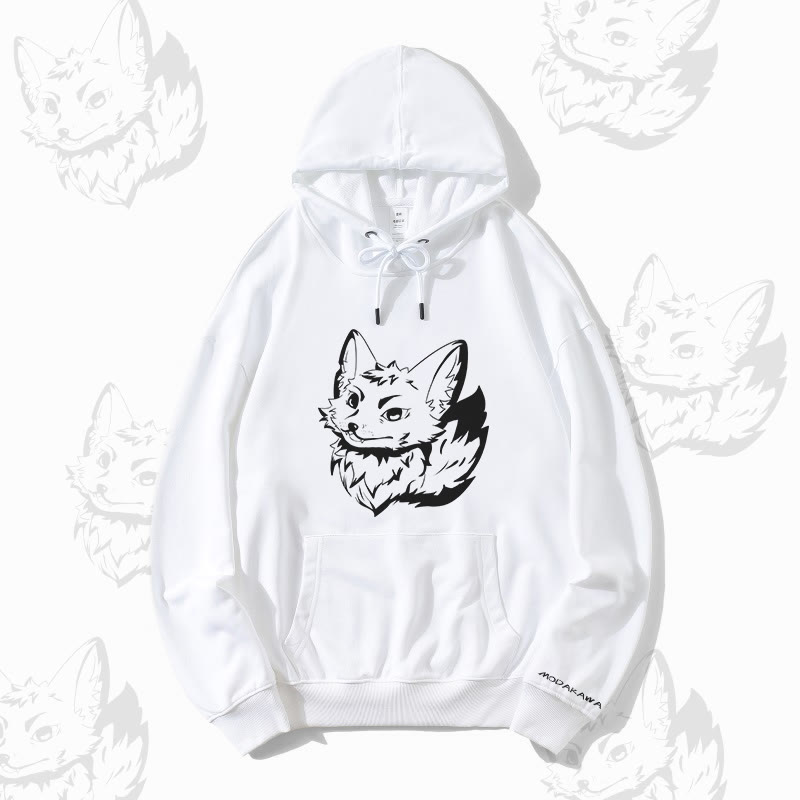 MODAKAWA Arctic Fox Graphic Streetwear Pullover Hoodie - White - 5XL - image 4