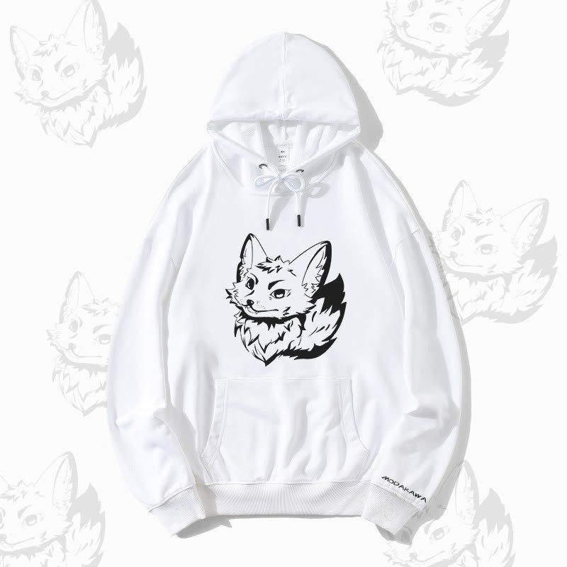 MODAKAWA Arctic Fox Graphic Streetwear Pullover Hoodie - White - 5XL - image 4