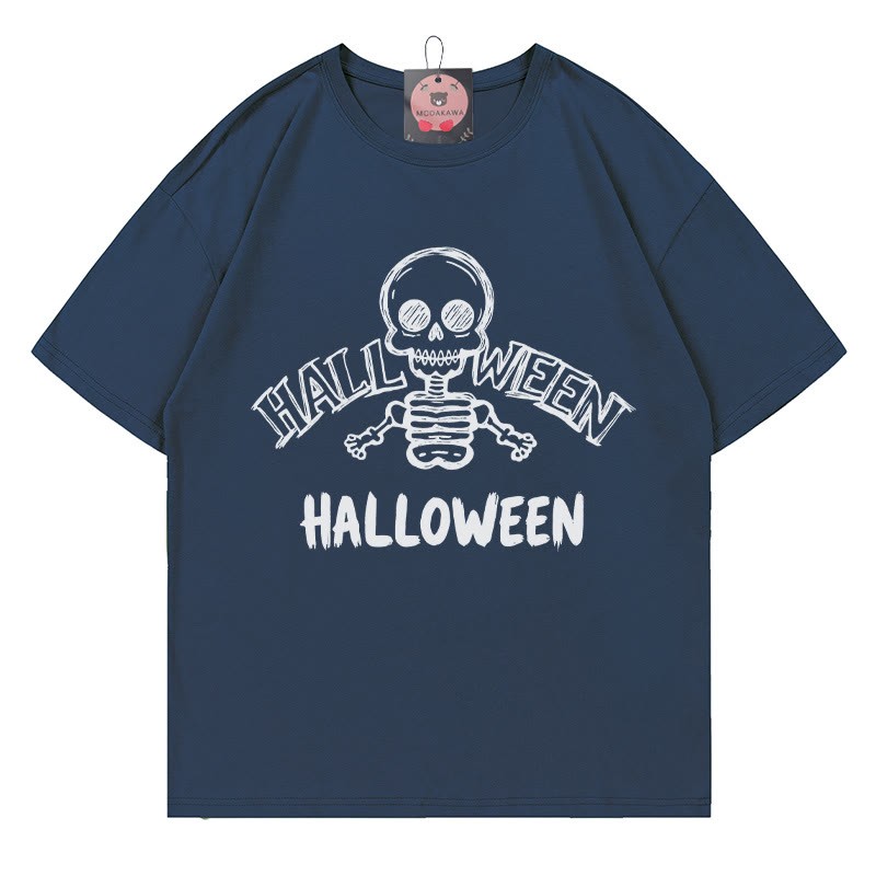 Halloween-T-Shirt mit Totenkopf-Print - Purplish Blue - 5XL - image 5
