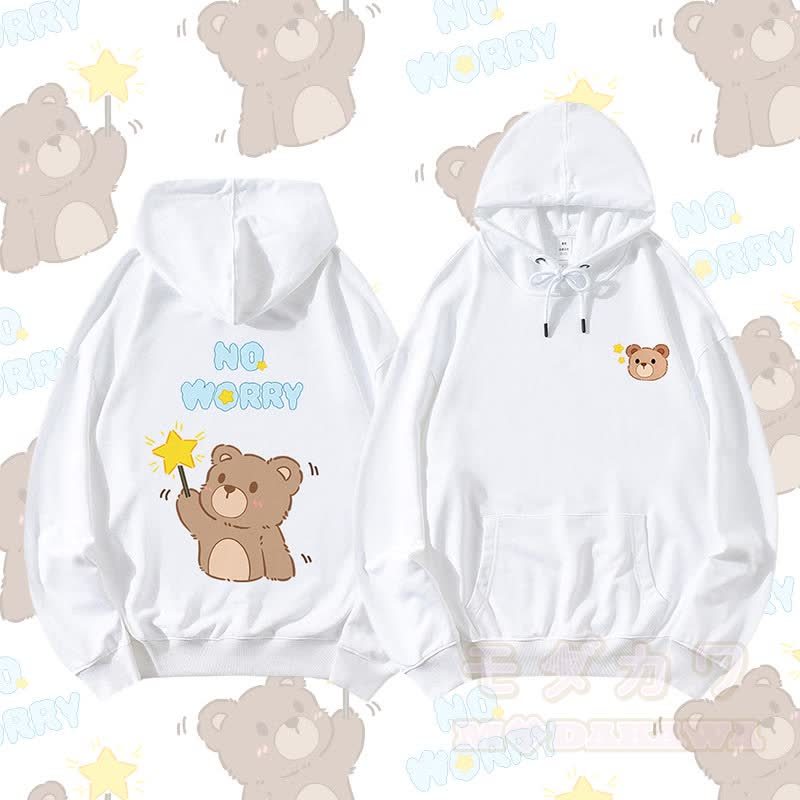 MODAKAWA NO WORRY Bären-Grafik Partner-Hoodie - Weiß - 5XL - image 5