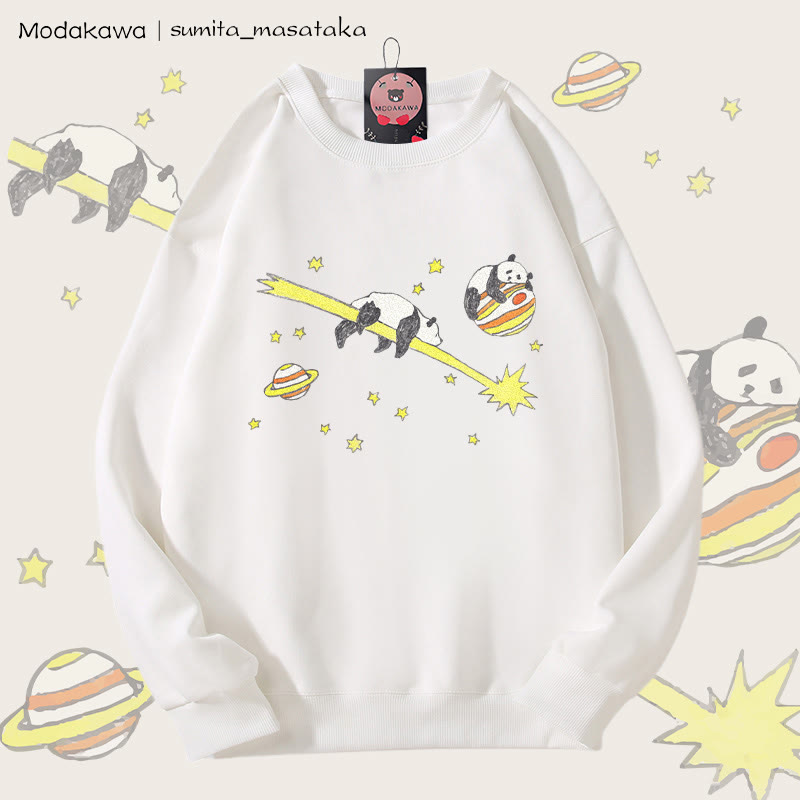 MODAKAWA X sumita_masataka Panda im Weltraum Grafik Unisex Sweatshirt - White - 5XL - image 4