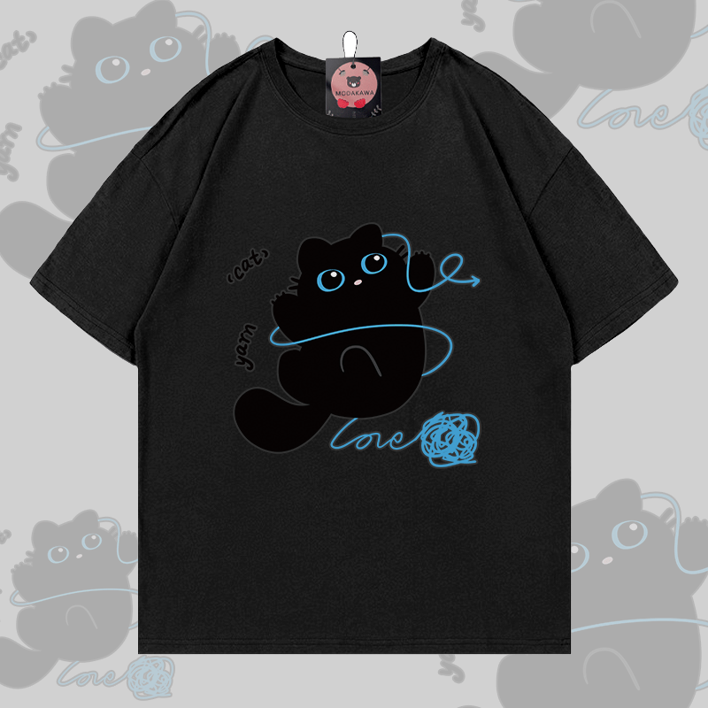MODAKAWA Lustiges Oberteil mit schwarzer Katze und Grafik für Paare - T-shirt - Black - 5XL - image 4