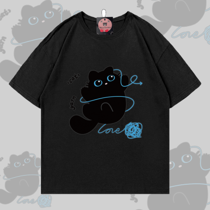 MODAKAWA Lustiges Oberteil mit schwarzer Katze und Grafik für Paare - T-shirt - Black - 5XL - image 4
