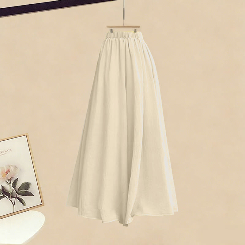 Schwarzes Oberteil mit Kreuzstrickmuster, dazu passende Hose und Rock mit weitem Bein - Pantskirt - XL - image 3