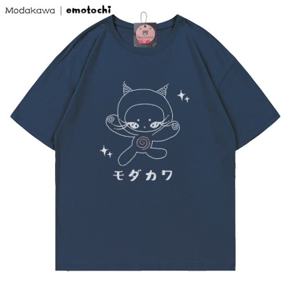 MODAKAWA X emotochi Kitty Star Print T-Shirt - Purplish Blue - 5XL - image 5