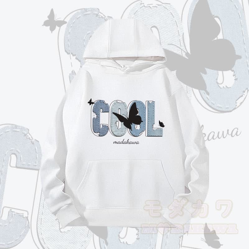 MODAKAWA COOL Schmetterlingsgrafik Schwergewichtiger Hoodie - Weiß - 2XL - image 3
