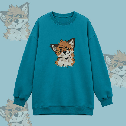 MODAKAWA X atka Fox Graphic Oversized Crewneck Sweatshirt - Blue - 3XL - image 2