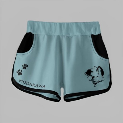 MODAKAWA X popipeko Shorts mit Farbverlauf und Welpenprint - Teal - 5XL - image 9