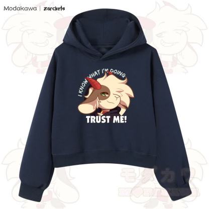 MODAKAWA X zarckets TRUST ME Goat Graphic Cropped Cotton Hoodie - Marineblau - 3XL - image 10
