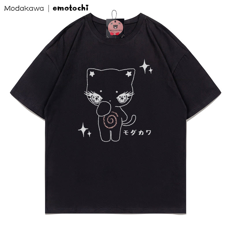 MODAKAWA X emotochi Kitty Star Print T-Shirt - Black - 5XL - image 3