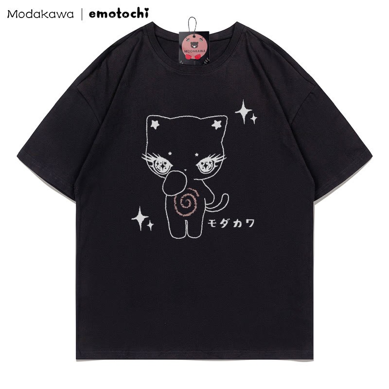 MODAKAWA X emotochi Kitty Star Print T-Shirt - Black - 5XL - image 3