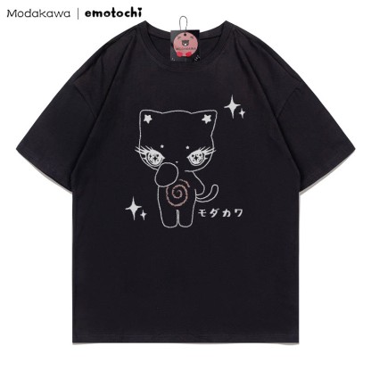 MODAKAWA X emotochi Kitty Star Print T-Shirt - Black - 5XL - image 3