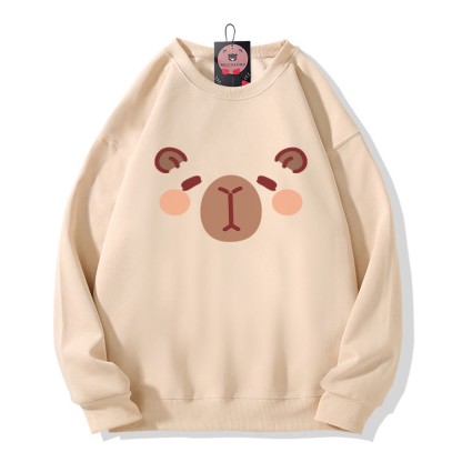 Sweatshirt mit Capybara-Print und Rundhalsausschnitt - Apricot - 5XL - image 5