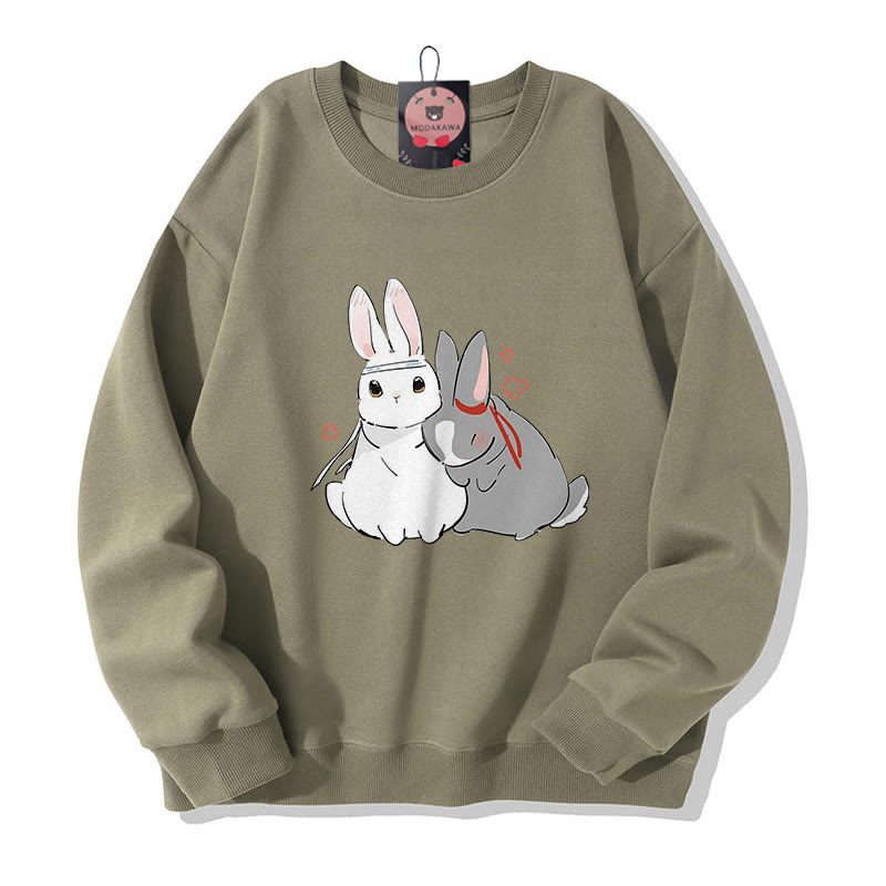 Sweatshirt mit Hasenprint und Rundhalsausschnitt - Green - 5XL - image 6