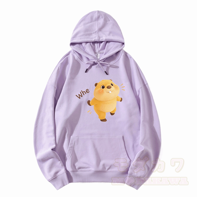 WHE Capybara Graphic Modakawa Loose Cotton-Blend Hoodie - Hellviolett - 5XL - image 5