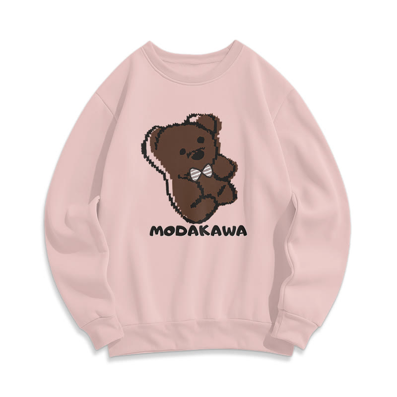 Modakawa-Sweatshirt aus Baumwolle mit rundem Kragen und Bärendruck