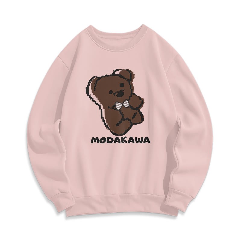 Modakawa-Sweatshirt aus Baumwolle mit rundem Kragen und Bärendruck