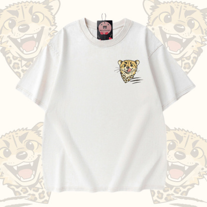 Modakawa Vintage-T-Shirt mit Leopardenmuster und passenden Jeansshorts - White T-shirt - 3XL - image 2