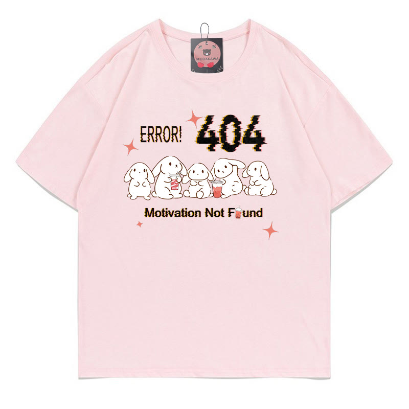 ERROR 404 MOTIVATION NICHT GEFUNDEN Hasendruck 100% Baumwolle Modakawa T-Shirt - Pink - 5XL - image 1